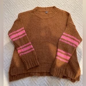NWOT Aerie Pink and Brown Knit Sweater